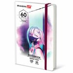 Скетчбук для маркеров 120 г/м2, 148х210 мм, 60 л., твердая обложка, резинка, BRAUBERG ART, Аниме, 115102
