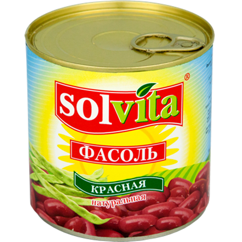 Фасоль Solvita красная натуральная ж/б 360 г