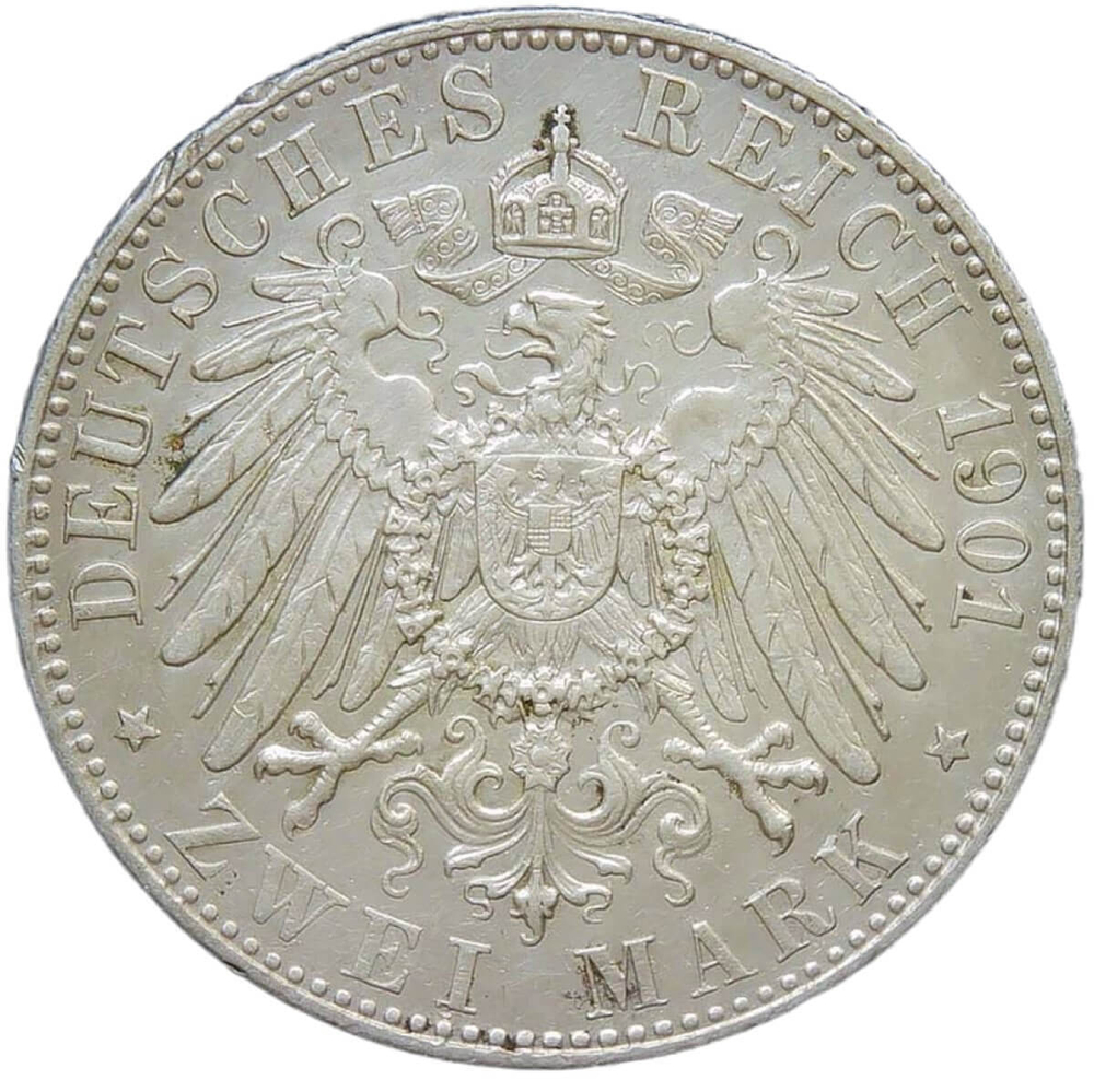 Германская Империя 2 марки (mark) 1901 "200 лет Пруссии" (XF)