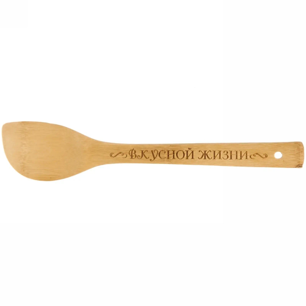 Лопатка бамбуковая скошенная 30*6см «Вкусной жизни» Селфи