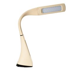 TLD-542 Cream-LED-300Lm-5000K-Dimmer Светильник настольный c часами. календарем. термометром. 5W. Сенсорный выключатель. Кремовый стилизован под кожу. TM Uniel.