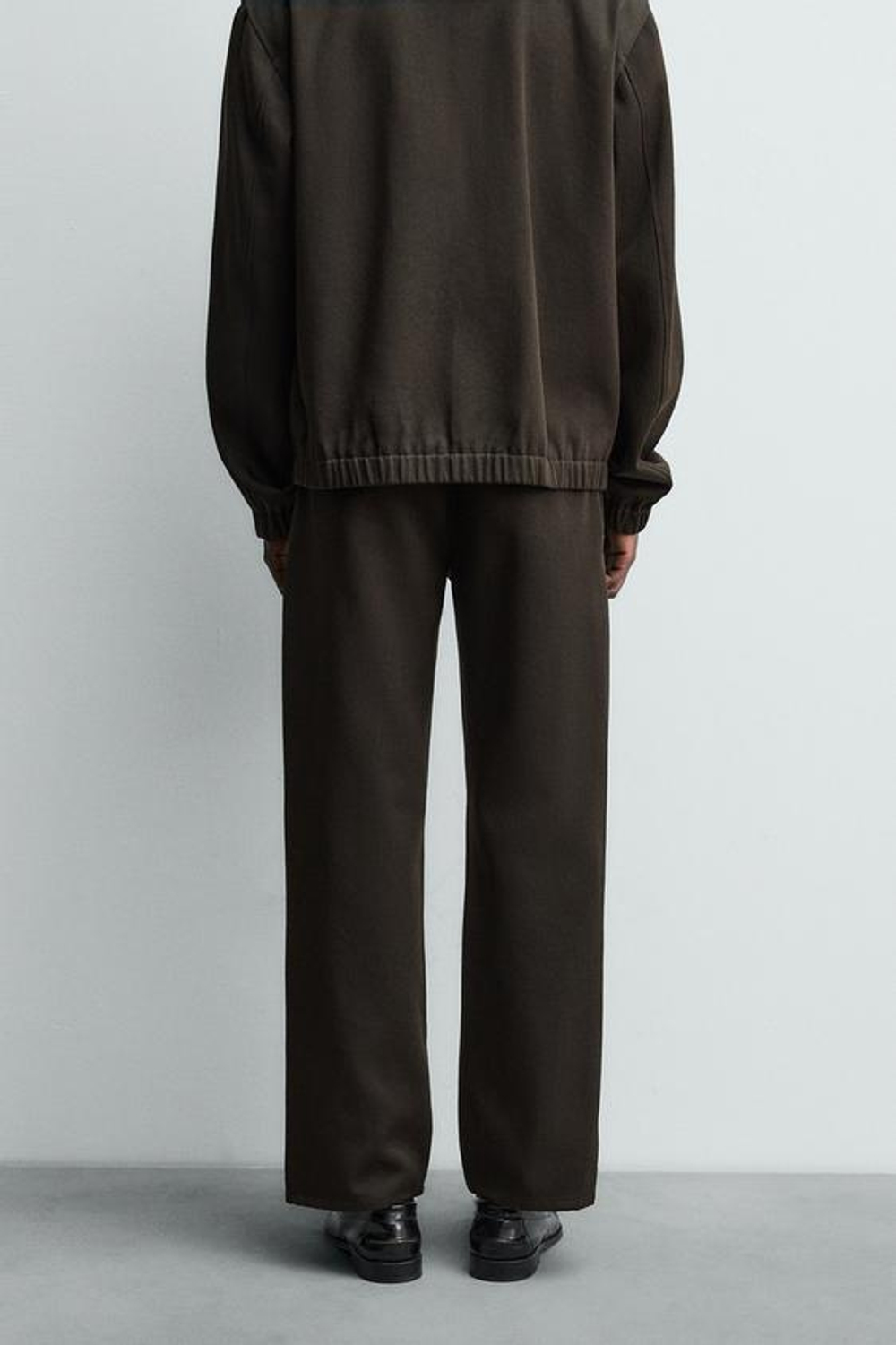 ZARA БРЮКИ ИЗ РЕЛЬЕФНОЙ ШЕРСТИ И ХЛОПКА, ШОКОЛАДНЫЙ