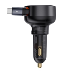 Автомобильная зарядка Baseus Enjoyment Pro U+Retractable Type-C Cable 60W