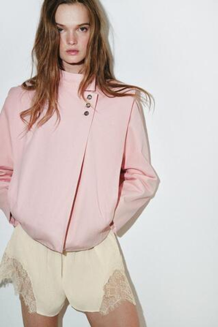 ZARA ДВУБОРТНАЯ КУРТКА С ПУГОВИЦАМИ — ZW COLLECTION, РОЗОВЫЙ