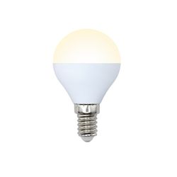 LED-G45-9W-WW-E14-FR-NR Лампа светодиодная. Форма шар. матовая. Серия Norma. Теплый белый свет 3000K. Картон. ТМ Volpe