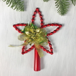 Звезда на ёлку «Ангел» с бантом 11,5*14,5 см, Красный