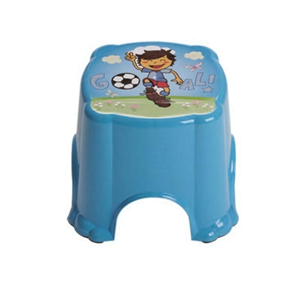 Табурет детский с рисунком "Футболист" с прорезин ножками цвет голубой