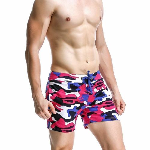 Мужские спортивные шорты розовые камуфляжные Seobean