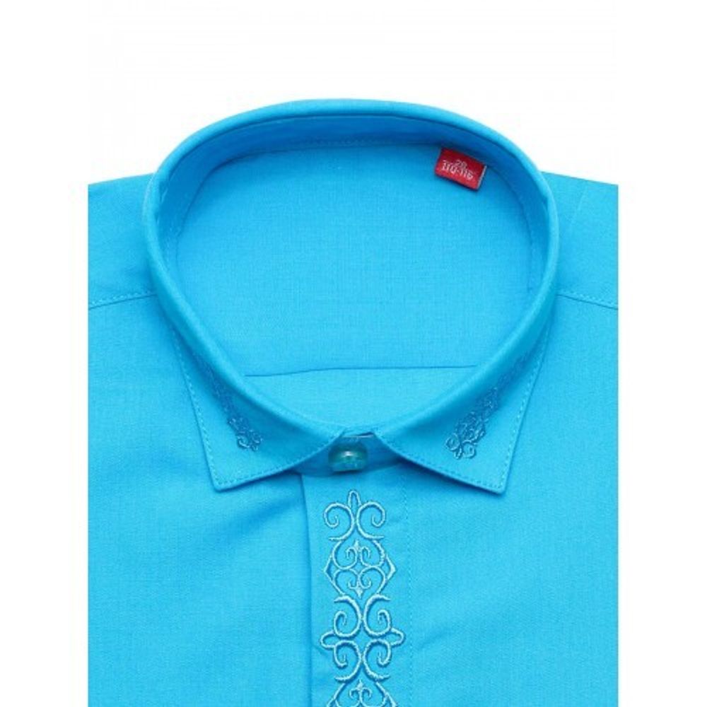 Ярко-голубая рубашка с вышивкой TSAREVICH