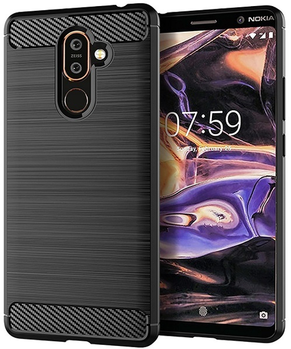 Чехол на Nokia 7 Plus цвет Black (черный), серия Carbon от Caseport