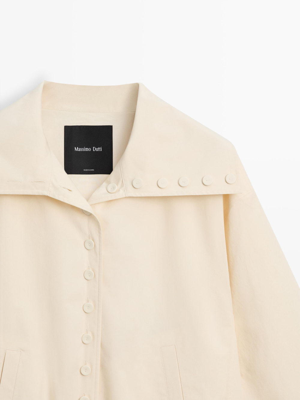 Massimo Dutti Куртка из хлопка с пуговицами, натуральный/кремовый