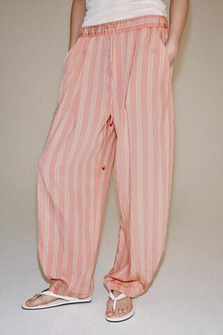 ZARA БРЮКИ-БАЛЛОНЫ В ПОЛОСКУ — ZW COLLECTION, РОЗОВЫЙ/БЕЛЫЙ