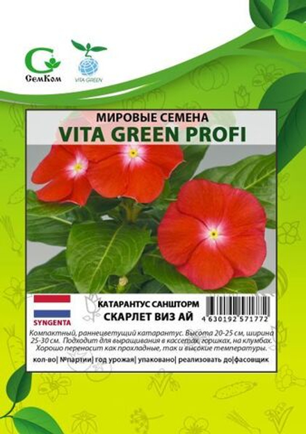 Катарантус Саншторм Скарлет виз Ай (100шт) Витагрин Профи