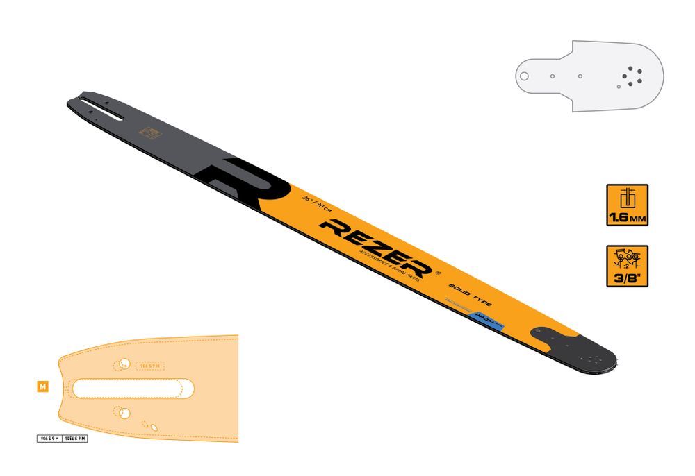 Rezer Profi 906 S 9 M Шина цельнометаллическая со съемным наконечником