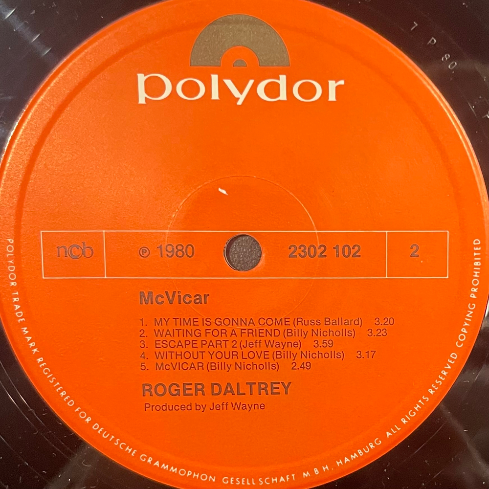 Виниловая пластинка Roger Daltrey ‎– McVicar LP