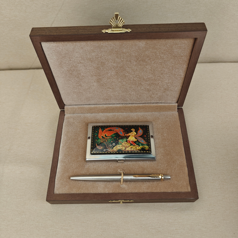 Набор подарочный "Иван-царевич и Жар-птица" с ручной росписью в футляре