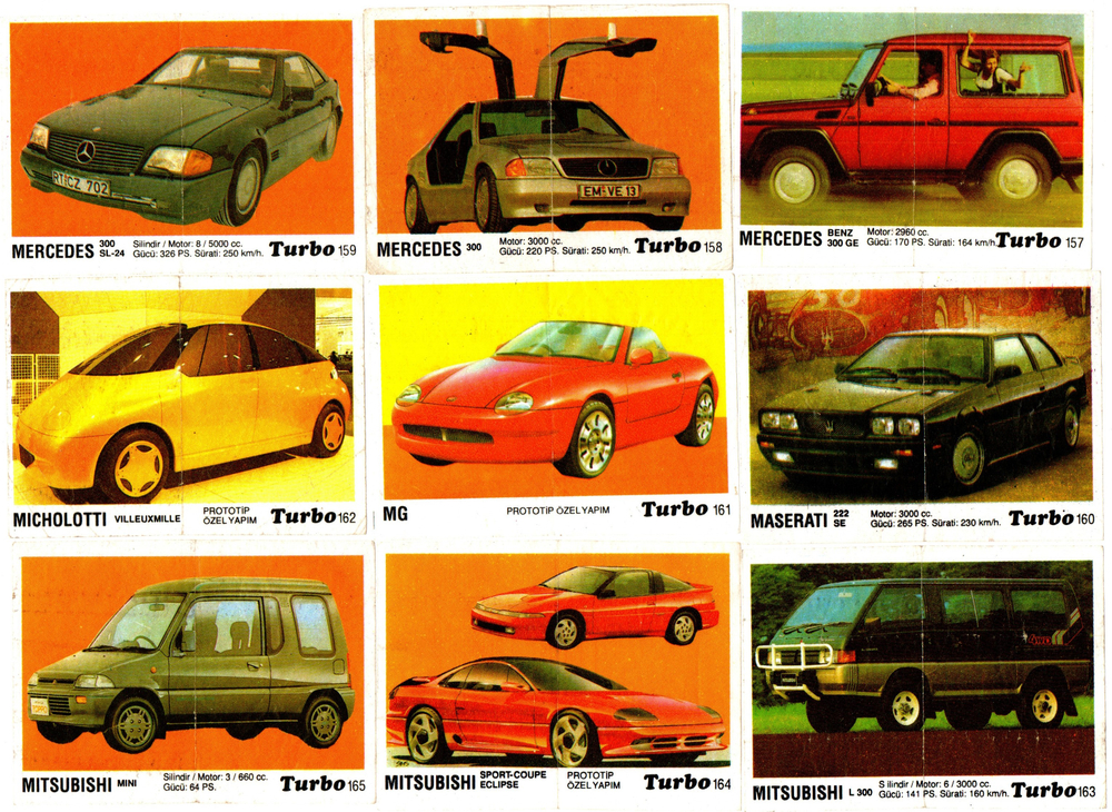 Вкладыши от жвачки Turbo Black - Турбо черные 70 штук без повторов. Серия 121 - 190. Полная серия