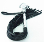 Черная плеть с металлической рукоятью - 60 см.