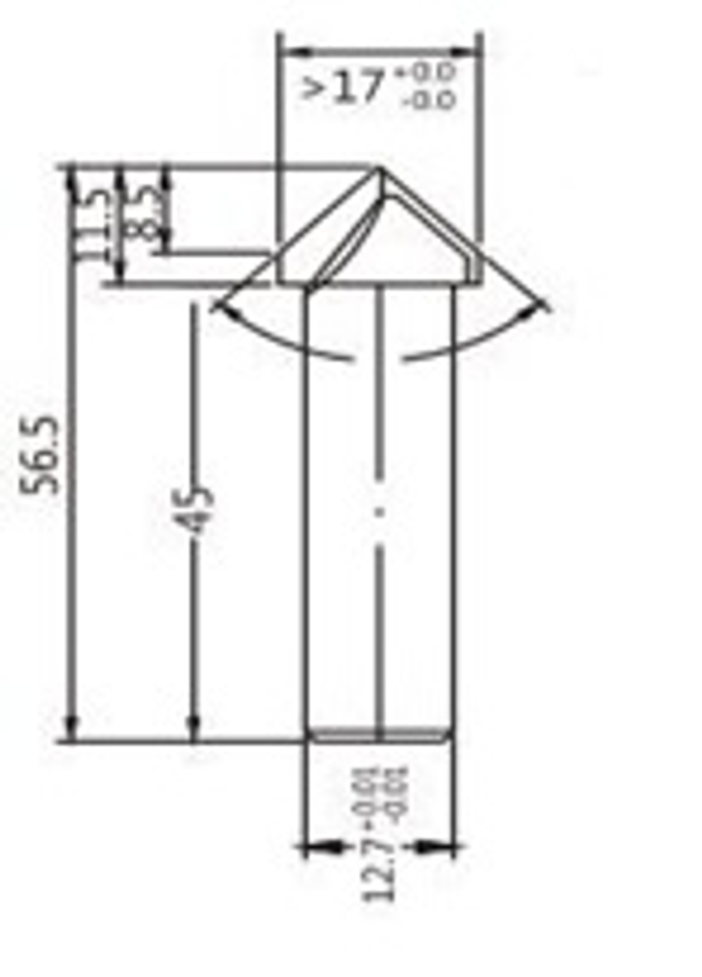 Фреза алмазная V образная D.17x11,5x56,5 S.12 Z=2