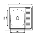 Мойка 60х60 (0,4) прав вып 1 1/2 MIXLINE 16см