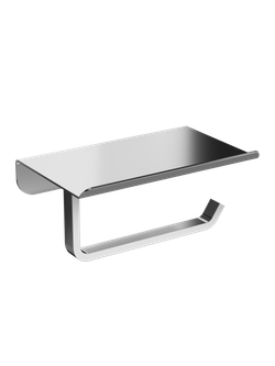 Держатель для туалетной бумаги STWORKI Киркенес S45345CR настенный, глянцевый хром, с полкой