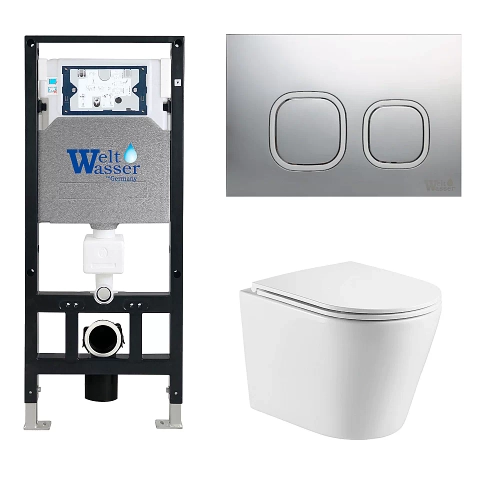 Унитаз с инсталляцией WeltWasser AMBERG 506 + SALZBACH 043 GL-WT + AMBERG RD-MT CR