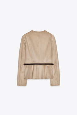 ZARA КУРТКА С БАСКОЙ И ПОЯСОМ, РЫЖЕВАТО-КОРИЧНЕВЫЙ