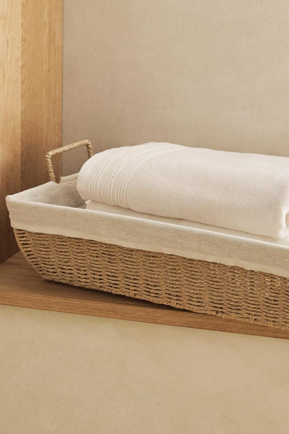 ZARA HOME КОРЗИНА С ТКАНЕВОЙ ПОДКЛАДКОЙ, СВЕТЛО-БЕЖЕВЫЙ