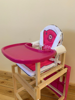 Стол-стул для кормления "PIGGY" (розовый) лакированный
