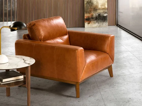 Кресло Angel Cerda KF1016-1P, коричневая кожа