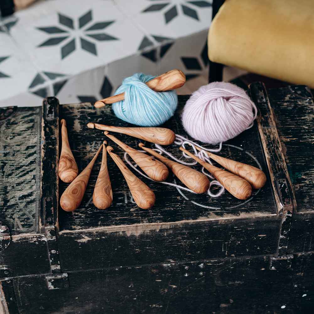 Набор деревянных крючков для вязания 10 шт. (3-12мм.) KN17