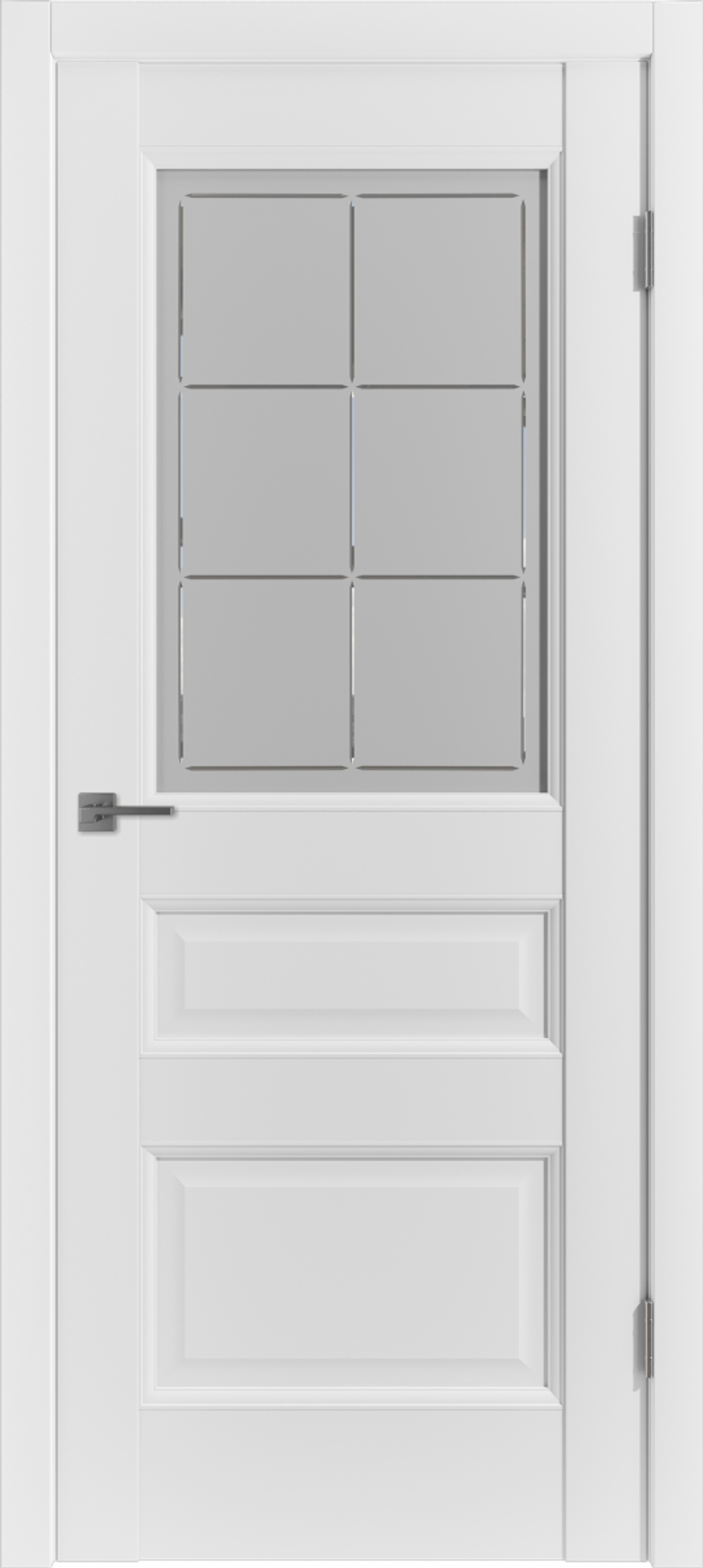 Межкомнатная дверь белая Emalex 3, цвет Emalex Ice (белый без текстуры) стекло CRYSTAL CLOUD C