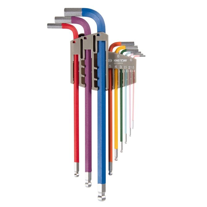 KING TONY 20109MW Набор Г-образных шестигранников 1,5-10 мм, длинные, с шаровым окончанием, 9 предметов