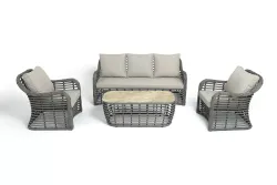 "Ницца" лаунж-зона из искусственного ротанга, цвет серый