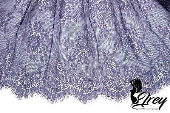 01-11 Кружево шантильи 21 см, черника/пудра