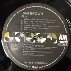 Винтажная виниловая пластинка LP Sam Brown Stop (Germany 1988)