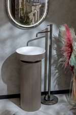 Раковина накладная рифленая SOLE Corian 400*130 DELMAR + Пьедестал для раковины рифленый Corian 300*720 DELMAR