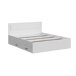 Кровать двойная с ящиками Бали, Белый шагрень