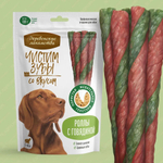 Роллы для чистки зубов собак с говядиной "Чистим зубы. Деревенские лакомства" набор из 8 упаковок по 0,1кг