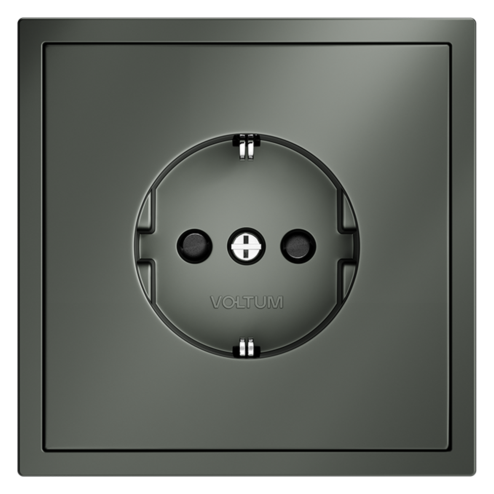 Розетка встраиваемая VOLTUM S70 с заземлением и защитными шторками, 16А, (титан)