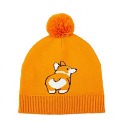Шапка с помпоном "Корги", на подкладе