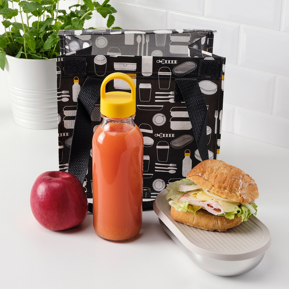 IKEA FORMSKÖN  (ИКЕА ФОРМСКÖН)  -  Бутылка для воды, прозрачное стекло/желтый, 0,5 л