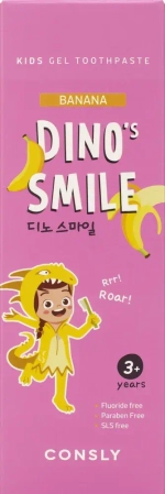 CNS KIDS Паста зубная гелевая детская Dino's Smile с ксилитом и вкусом банана, 60г Consly