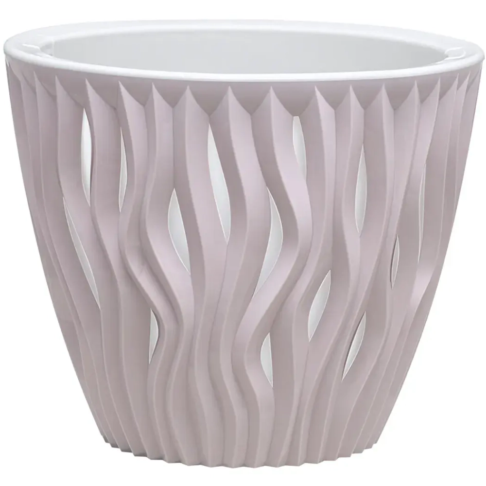 Кашпо для цветов пластиковое 5,7л d-23,5см «Вдохновение» Бежево-розовый