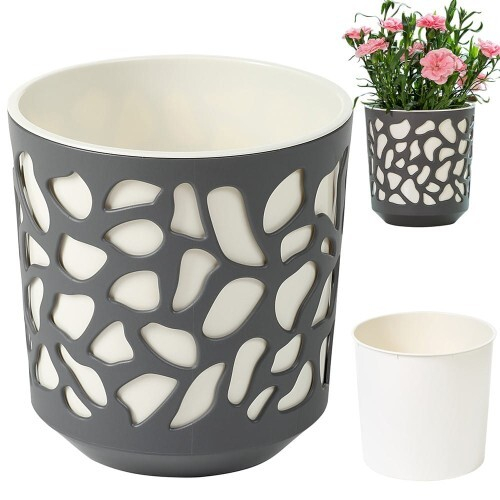 ГОРШОК Д/ЦВЕТОВ DONICA DUET 140 АНТРАЦИТ +КРЕМОВЫЙ LA760-18