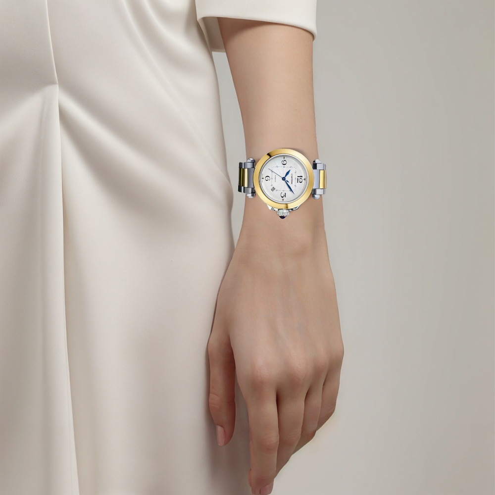 CARTIER PASHA DE Automatic Mechanical Movement Women"s Watch 41mm White Dial Stainless Steel Case