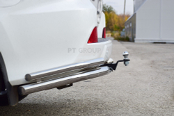 Фаркоп PT GROUP /съемный квадрат/ с нержавеющей накладкой TOYOTA LC 200 2007-/ LEXUS LX 2016-2021(паспорт и сертификат в комплекте)(без электрики) арт.TLC-07-991124.00