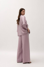 Linen palazzo pants & pajama-style shirt