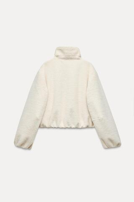 ZARA КУРТКА ИЗ МЯГКОЙ ТКАНИ, ЭКРЮ
