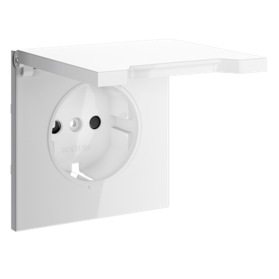 Накладка для розетки с заземлением, защитными шторками и крышкой, S70 (белый глянцевый)